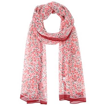 Women's Gypsophila Floral Scarf, Retro Lightweight Silky Sunscreen Head Wrap Neck Scarves