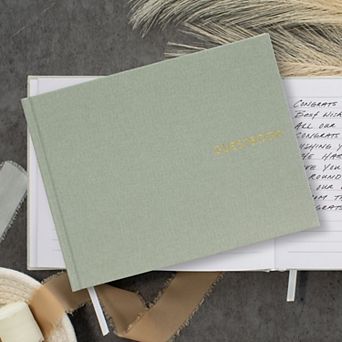 ZICOTO Linen Wedding Guest Book Elegant Guestbook for Sign-In & Polaroid Photos for Weddings