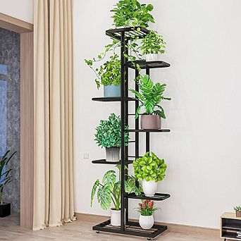 7 tier Plant Stand Indoor Outdoor Corner Shelf for 8 Pots Multiple Flower Pot Holder Display Rack