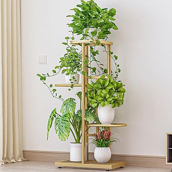 4 tier Indoor Metal Plant Stand Corner Flower Pot Holder Shelf Tiered Display Unit for Home