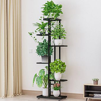 6 tier Metal Plant Stand Indoor Corner Tall Shelf for 7 Pots Tiered Plant Display Rack Organizer