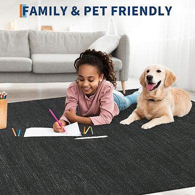 FairOnly Plain Texture Area Rug for Bedroom Non Slip Ultra Thin Machine Washable Mat for Laundry