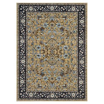 Floral Area Rug,Vintage Boho Soft Low-Pile Living Room Rugs, Non-Slip Carpet Home Decor