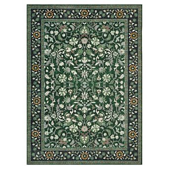 Floral Area Rug,Vintage Boho Soft Low-Pile Living Room Rugs, Non-Slip Carpet Home Decor