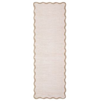 FairOnly Modern Plain Tone Area Rug with Scalloped Border Machine Washable Non Slip for Living Room