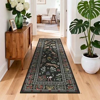 FairOnly Modern Pastoral Area Rug Machine Washable Non Slip Low Pile Rug for Living Room Bedroom