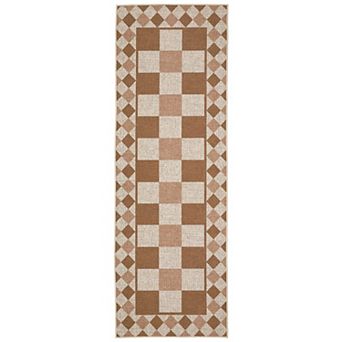 FairOnly Modern Geometric Area Rug for Living Room Retro Checker Print Washable Rug for Hallway