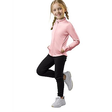 Girls Long Sleeve Full Zip Sun Protection Athletic Jackets with Pockets