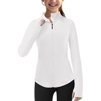 Girls Long Sleeve Full Zip Sun Protection Athletic Jackets with Pockets