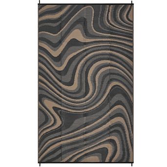 Modern Abstract Reversible UV Resistant Outdoor Rug for Picnic RV Patio & Pool Beach