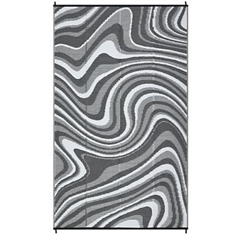 Modern Abstract Reversible UV Resistant Outdoor Rug for Picnic RV Patio & Pool Beach