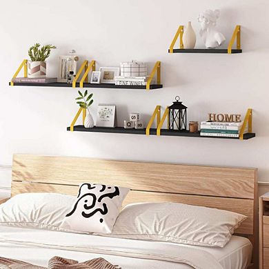 Black Gold Room Decor Floating Shelves