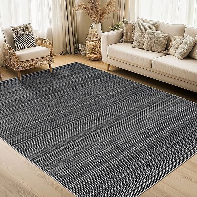 FairOnly Geometric Area Rug Machine Washable Non Slip Ultra Thin Striped Rug for Bedroom Kitchen