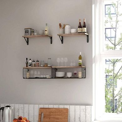 Wall Mounted Shelves With Metal Baskets