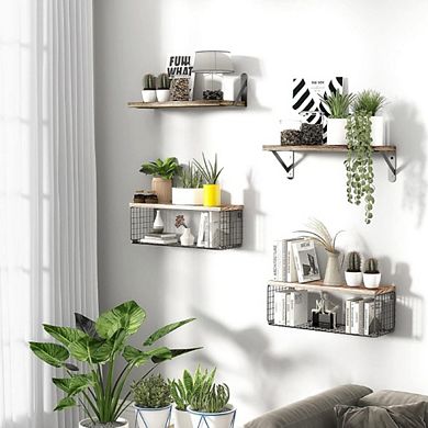 Wall Mounted Shelves With Metal Baskets