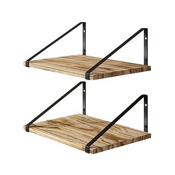 Carbonized Rustic Wood Floating Shelves