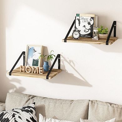 Carbonized Rustic Wood Floating Shelves