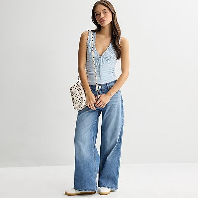 Juniors' madden girl Ruched Tie Front Tank Top