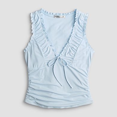 Juniors' madden girl Ruched Tie Front Tank Top