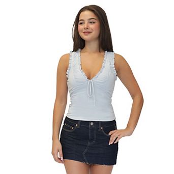 Juniors' madden girl Ruched Tie Front Tank Top