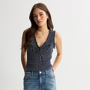 Juniors' madden girl Ruched Tie Front Tank Top