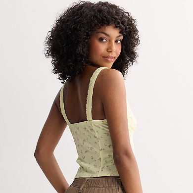 Juniors' madden girl Lace Trim V-Neck Corset Top