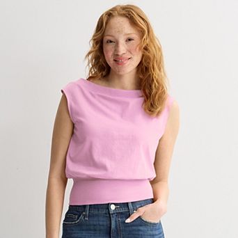 Juniors' madden girl Boat Neck Banded Bottom Top