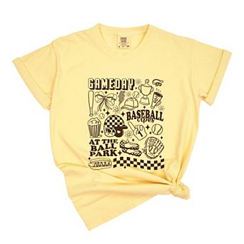 Gameday Baseball Vibes Collage - Women's Garment Dyed Graphic T-Shirt