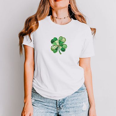 Four Leaf Clover Patchwork Print - Women's Short Sleeve Graphic T-Shirt