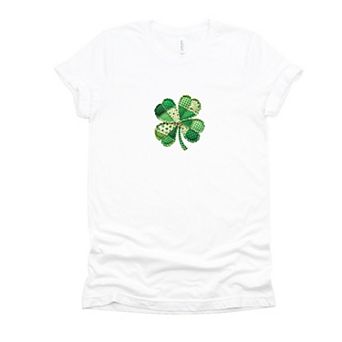 Four Leaf Clover Patchwork Print - Women's Short Sleeve Graphic T-Shirt