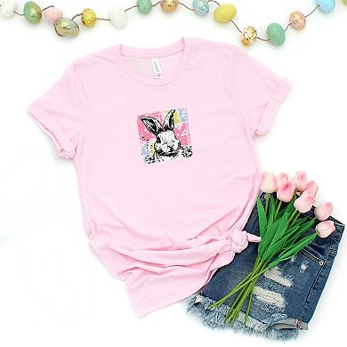 Bunny Square Distressed - Women's Short Sleeve Graphic T-Shirt