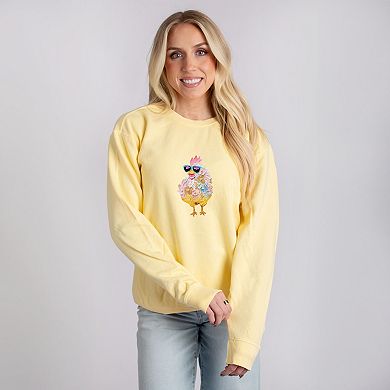 Sunglasses Chick Paint Print - Women's Lightweight Garment Dyed Sweatshirt