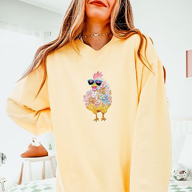 Sunglasses Chick Paint Print - Women's Lightweight Garment Dyed Sweatshirt