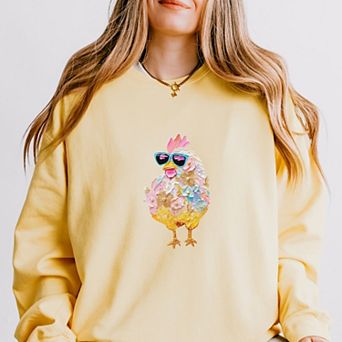 Sunglasses Chick Paint Print - Women's Lightweight Garment Dyed Sweatshirt