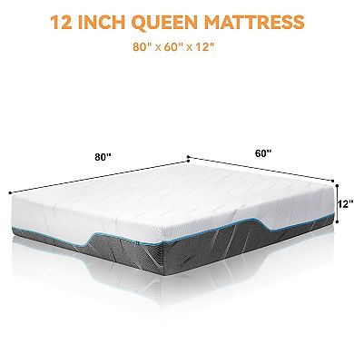 12 in Dual-Sided Reversible Memory Foam Mattress,Medium Firm,Washable Removable Cover