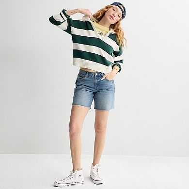 Juniors' SO® Classic Striped Polo Sweater