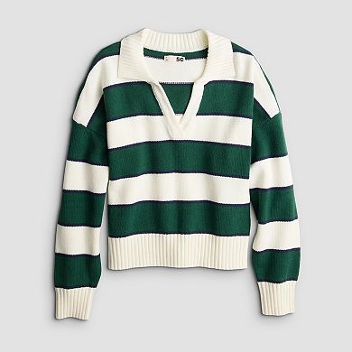 Juniors' SO® Classic Striped Polo Sweater