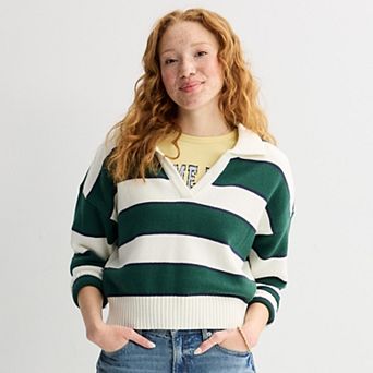 Juniors' SO® Classic Striped Polo Sweater