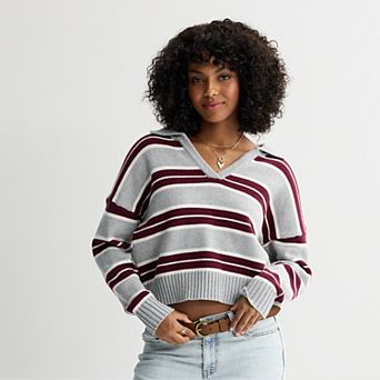 Juniors' SO® Classic Striped Polo Sweater