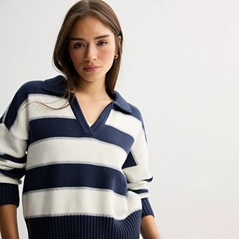 Juniors' SO® Classic Striped Polo Sweater