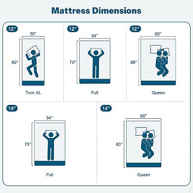 14 in Mattress, Medium-Firm All-Coated Fabric, 4-Layer Cotton, Removable Washable Cover