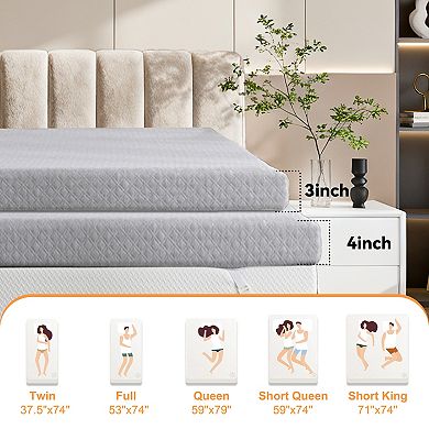 4 in Mattress Topper,High Density with Removable & Washable Cover