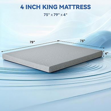 4 in Mattress Topper,High Density with Removable & Washable Cover