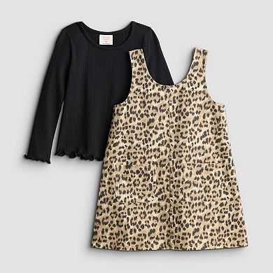 Girls 4-12 Jumping Beans® 2-Piece Rib Top & Denim Dress Set