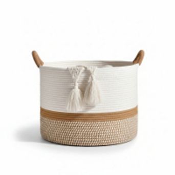 Cotton Rope Storage Basket for Laundry Pillows and Toys Living Room Hamper