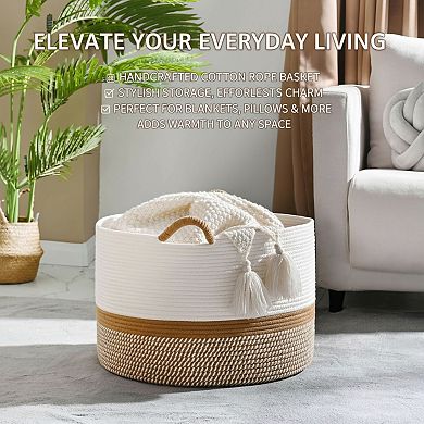 Cotton Rope Storage Basket for Laundry Pillows and Toys Living Room Hamper