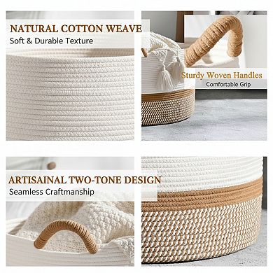 Cotton Rope Storage Basket for Laundry Pillows and Toys Living Room Hamper
