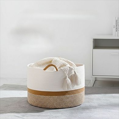 Cotton Rope Storage Basket for Laundry Pillows and Toys Living Room Hamper
