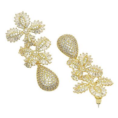AGP PARIS Diva Collection Cubic Zirconia Dual Flower Drop Earrings