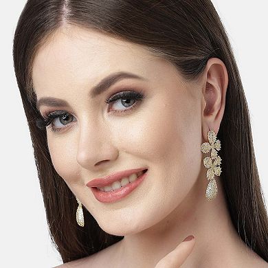 AGP PARIS Diva Collection Cubic Zirconia Dual Flower Drop Earrings